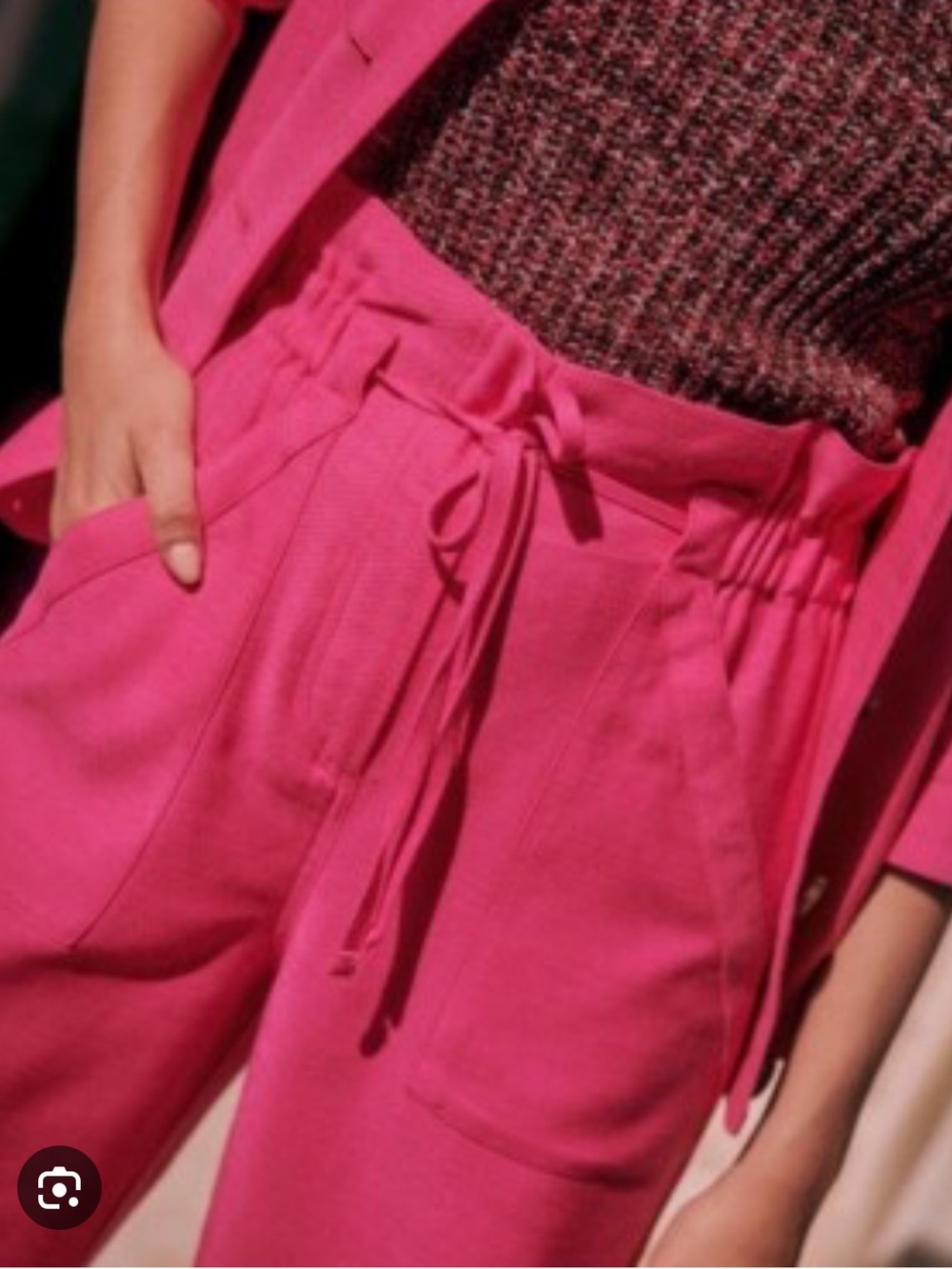 Sezane Pink Linen Blend Pants